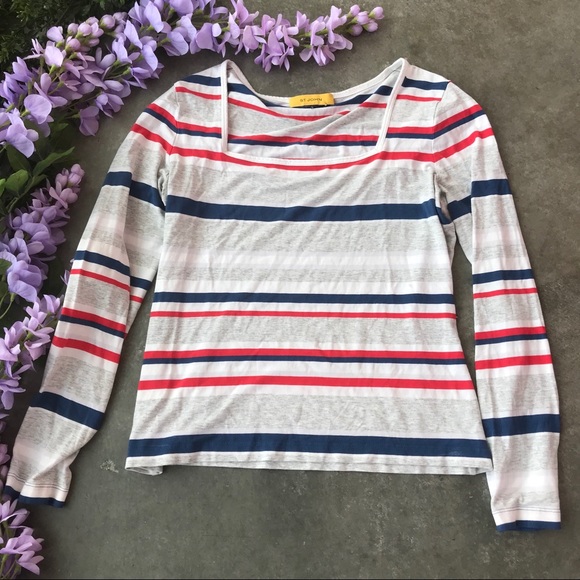 St. John Striped Long Sleeve Top Blouse Size S